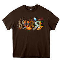Chocolate Brown Fall Nurse Heavy Core Tee - NancyCooperArtShop