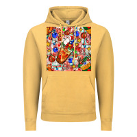 Vintage Mustard christmas coffee cups ornaments and lights with diamond plaid seamless Vintage Hoodie - BundleAndBundleShop
