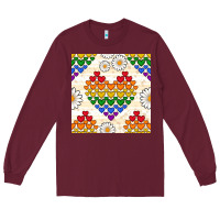 Burgundy Pride lgbtq hearts and daisy seamless pattern Long Sleeve Tee - BundleAndBundleShop