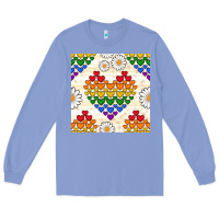 Colony Blue Pride lgbtq hearts and daisy seamless pattern Long Sleeve Tee - BundleAndBundleShop
