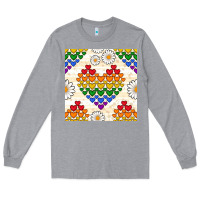 Heather Grey Pride lgbtq hearts and daisy seamless pattern Long Sleeve Tee - BundleAndBundleShop