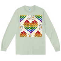 Matcha Pride lgbtq hearts and daisy seamless pattern Long Sleeve Tee - BundleAndBundleShop
