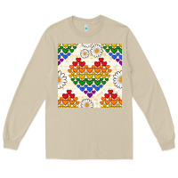 Mushroom Pride lgbtq hearts and daisy seamless pattern Long Sleeve Tee - BundleAndBundleShop