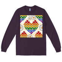 Plum Pride lgbtq hearts and daisy seamless pattern Long Sleeve Tee - BundleAndBundleShop