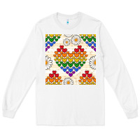 White Pride lgbtq hearts and daisy seamless pattern Long Sleeve Tee - BundleAndBundleShop