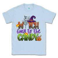 Dusty Blue witch way to the candy Classic Tee - CowGirlArtShop