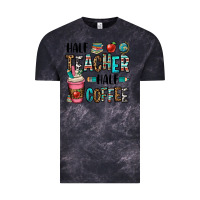 Cloud Black half teacher half coffee Vintage Tee - OliviaCreatesArt