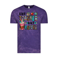Cloud Purple half teacher half coffee Vintage Tee - OliviaCreatesArt