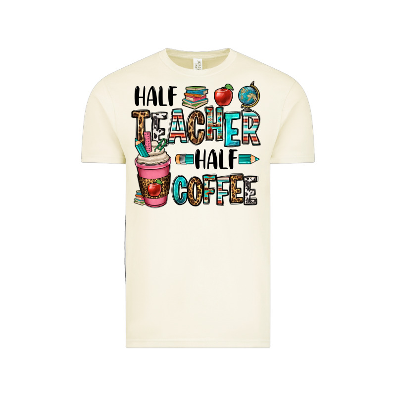 Half Teacher Half Coffee Vintage Tee by OliviaCreatesArt | Teevron