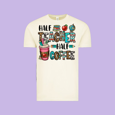 Half Teacher Half Coffee Vintage Tee Designed By Oliviacreatesart