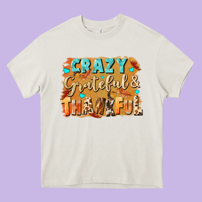 Crazy Grateful And Thankful Heavy Core Tee Designed By Nancycooperartshop