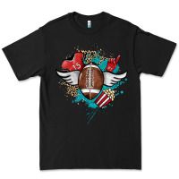 Black Football ball leopard glitter Premium Tee - HowdyJamesFarm