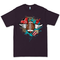 Plum Football ball leopard glitter Premium Tee - HowdyJamesFarm