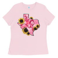 Bubblegum Pink texas map breast cancer Ladies Tee - CowGirlArtShop
