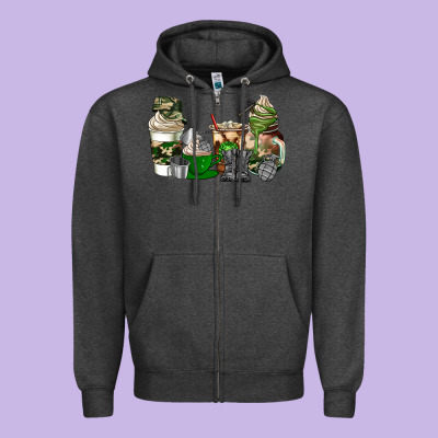 Veteran Coffee Cups Zipper Hoodie Designed By Adodesignshop