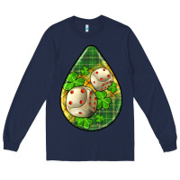 Navy st.patrick's teardrop earrings Long Sleeve Tee - FaDigitalArtStudio