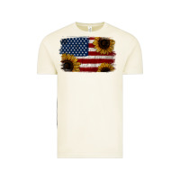 Distressed Yellow Sunflower American Flag Vintage Tee | Teevron