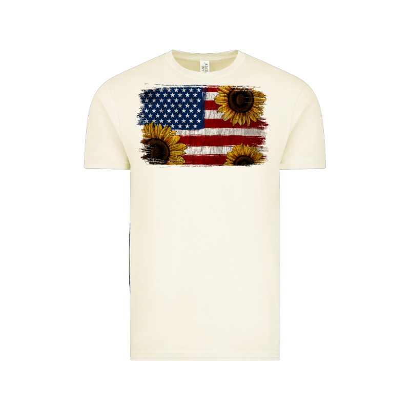 Distressed Yellow Sunflower American Flag Vintage Tee by Jasminsmagicworld | Teevron