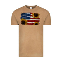 Vintage Camel Distressed Yellow Sunflower American Flag Vintage Tee - Jasminsmagicworld