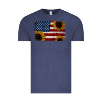 Vintage Denim Distressed Yellow Sunflower American Flag Vintage Tee - Jasminsmagicworld