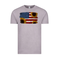 Vintage Zinc Distressed Yellow Sunflower American Flag Vintage Tee - Jasminsmagicworld