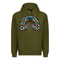 Army Green Racing Rainbow Premium Hoodie - CowhideDigitalArt