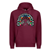 Burgundy Racing Rainbow Premium Hoodie - CowhideDigitalArt