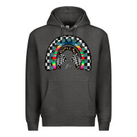 Charcoal Heather Racing Rainbow Premium Hoodie - CowhideDigitalArt