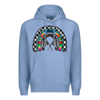 Colony Blue Racing Rainbow Premium Hoodie - CowhideDigitalArt