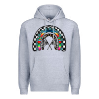 Heather Grey Racing Rainbow Premium Hoodie - CowhideDigitalArt