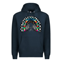 Navy Racing Rainbow Premium Hoodie - CowhideDigitalArt