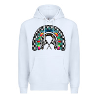 White Racing Rainbow Premium Hoodie - CowhideDigitalArt