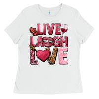 White Live laugh love Valentine's Day Ladies Tee - HowdyJamesFarm