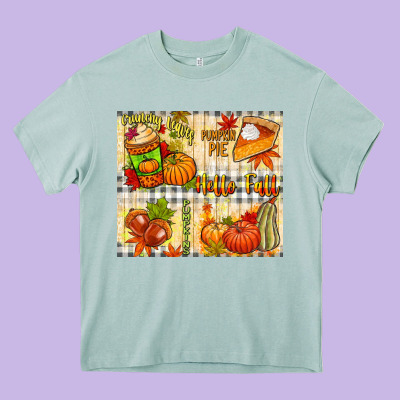 Hello Fall Pumpkins Heavy Core Tee Designed By Nancycooperartshop