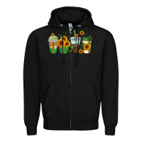 Black sunflowers coffee cups Zipper Hoodie - AdoDesignShop