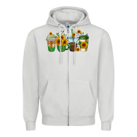 Dove Grey sunflowers coffee cups Zipper Hoodie - AdoDesignShop