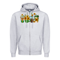 Heather Grey sunflowers coffee cups Zipper Hoodie - AdoDesignShop