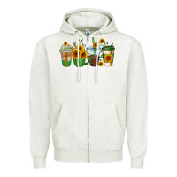 Oatmeal Heather sunflowers coffee cups Zipper Hoodie - AdoDesignShop