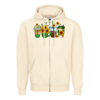 Sandshell sunflowers coffee cups Zipper Hoodie - AdoDesignShop