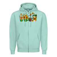 Seafoam sunflowers coffee cups Zipper Hoodie - AdoDesignShop