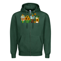 Sports Green sunflowers coffee cups Zipper Hoodie - AdoDesignShop
