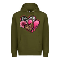 Army Green valentines day western hearts and sunflower Premium Hoodie - Jasminsmagicworld