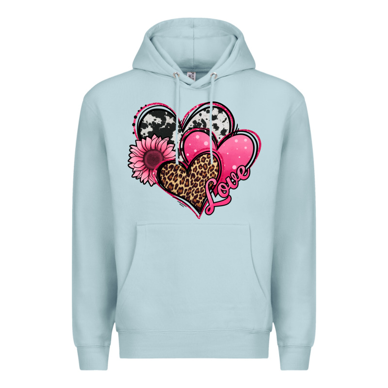 Valentines Day Western Hearts And Sunflower Premium Hoodie by Jasminsmagicworld | Teevron
