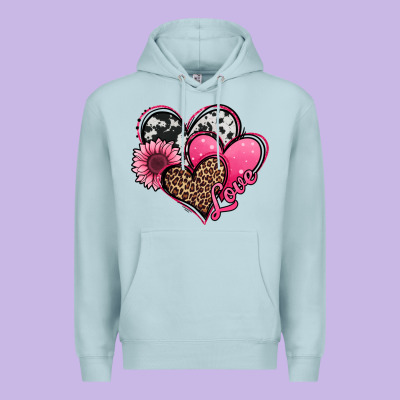 Valentines Day Western Hearts And Sunflower Premium Hoodie Designed By Jasminsmagicworld