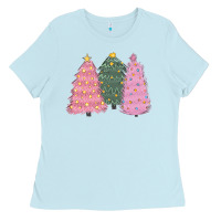 Baby Blue christmas trees Ladies Tee - CowGirlArtShop