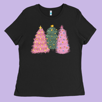 Christmas Trees Ladies Tee Designed By Cowgirlartshop