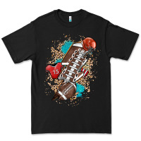 Black Football lightning bolt leopard Premium Tee - HowdyJamesFarm