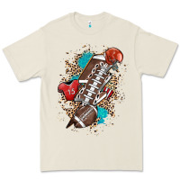 Bone Football lightning bolt leopard Premium Tee - HowdyJamesFarm