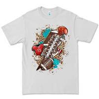 Dove Grey Football lightning bolt leopard Premium Tee - HowdyJamesFarm