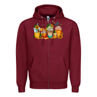 Burgundy bumble bee coffee cups Zipper Hoodie - AdoDesignShop
